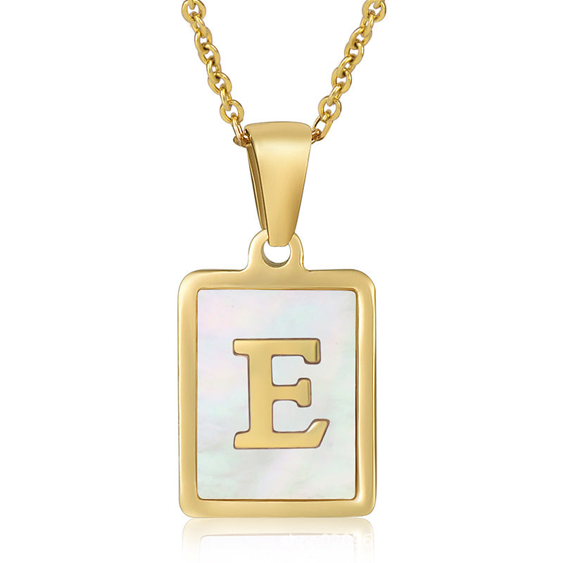 18K Plated Shell Initial Letter Necklace