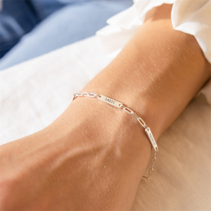 Custom Name Bracelet Engraved Name Bar Bracelet