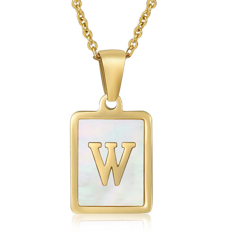 18K Plated Shell Initial Letter Necklace