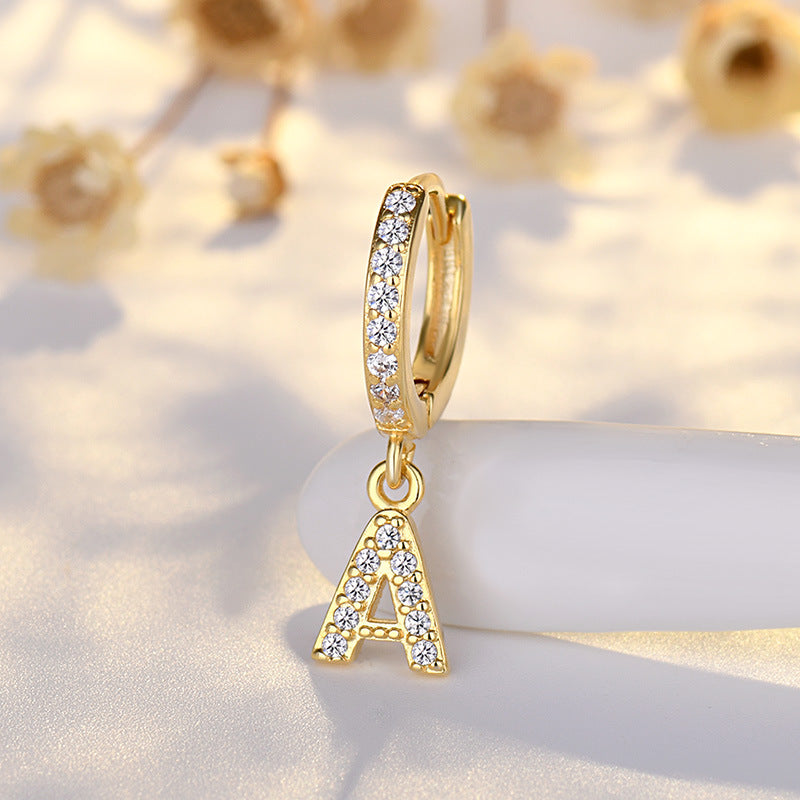 Letter Earring with Micro Crystal