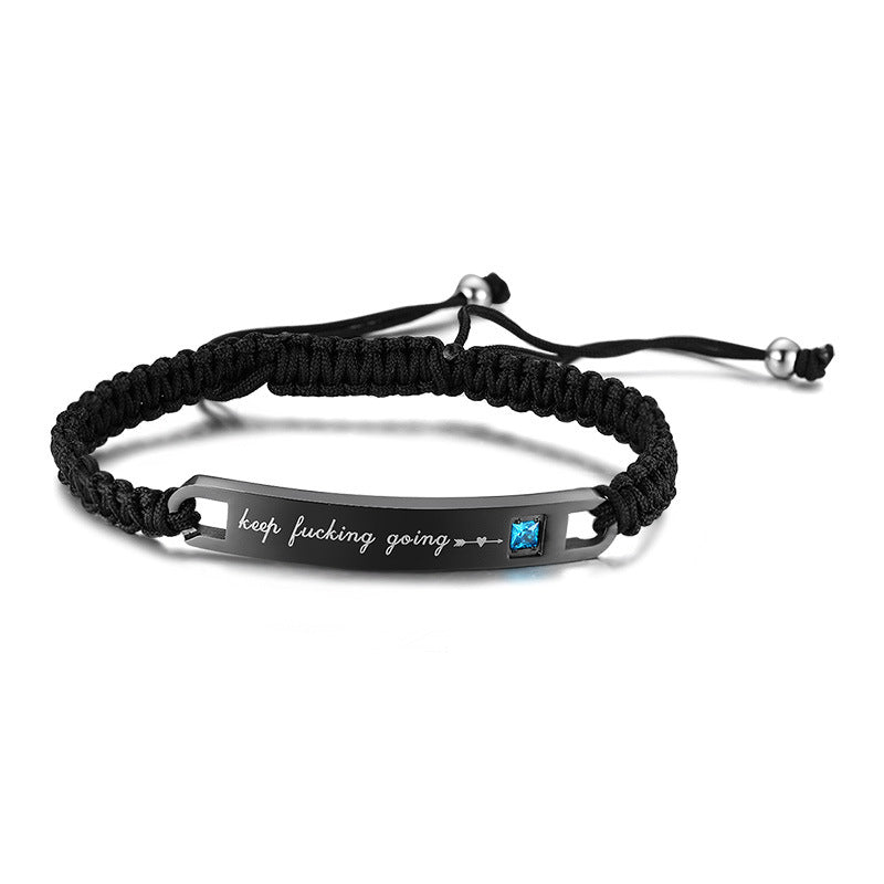 Custom Message Woven Bracelet for Couples