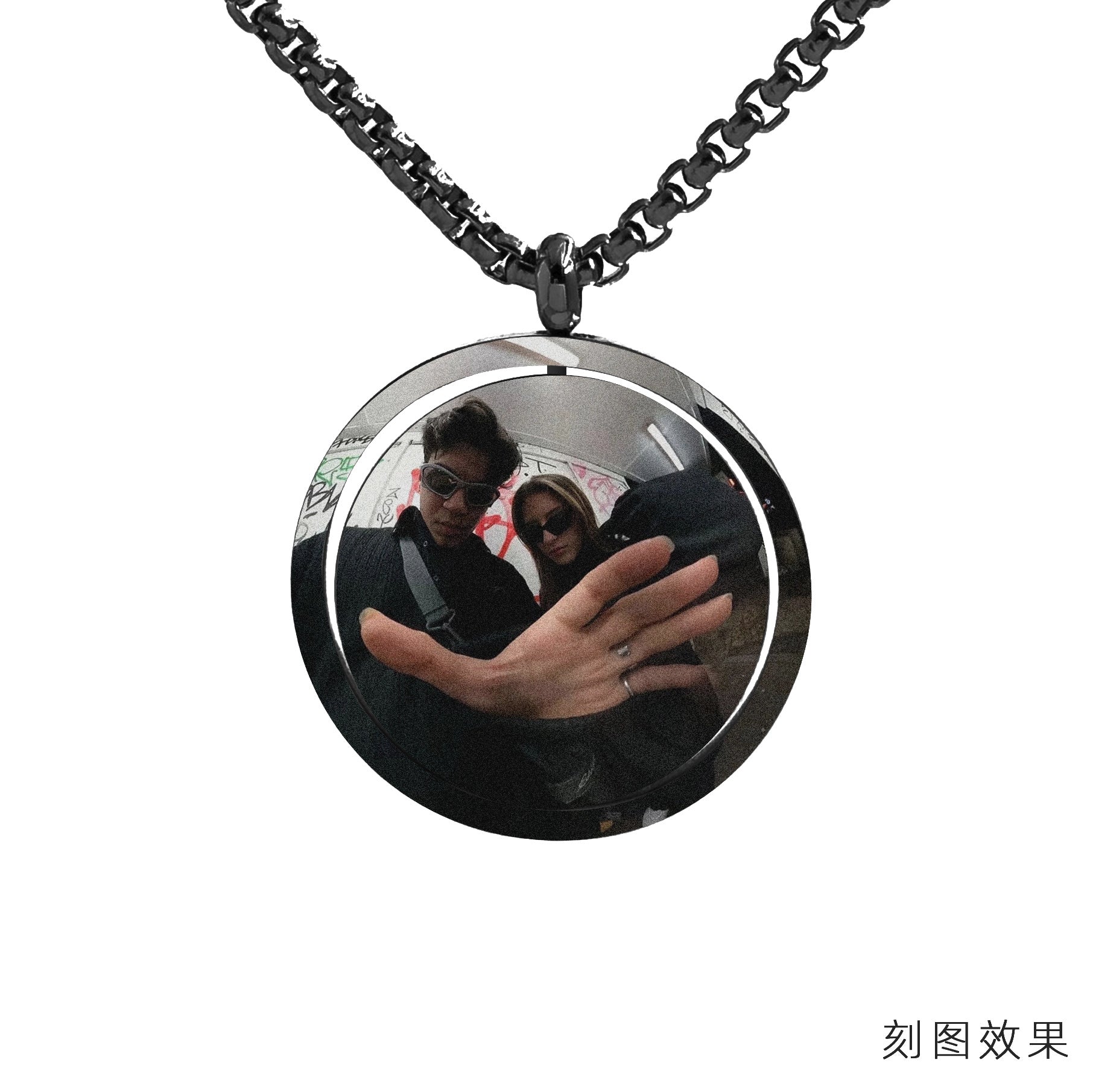 Personalized Name Custom Picture Round Pendant Necklace