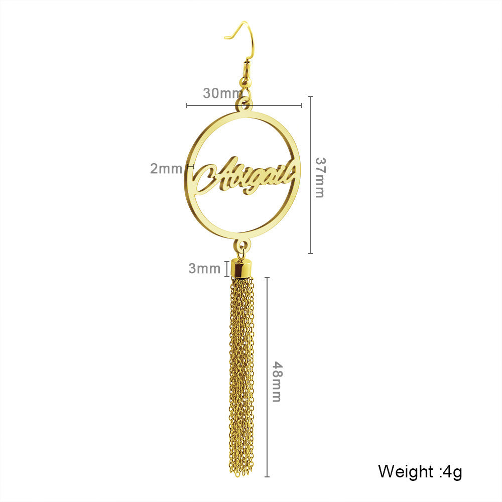 Custom Name Long Tassels Earring
