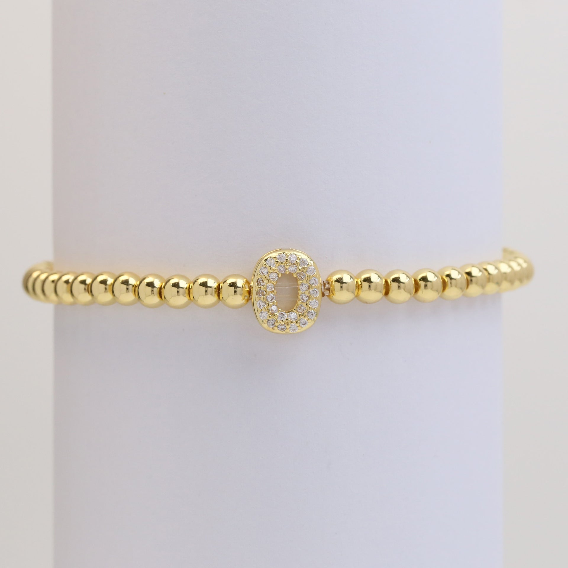 18K Plated Copper Beads Bubble Initial Letter Bracelet