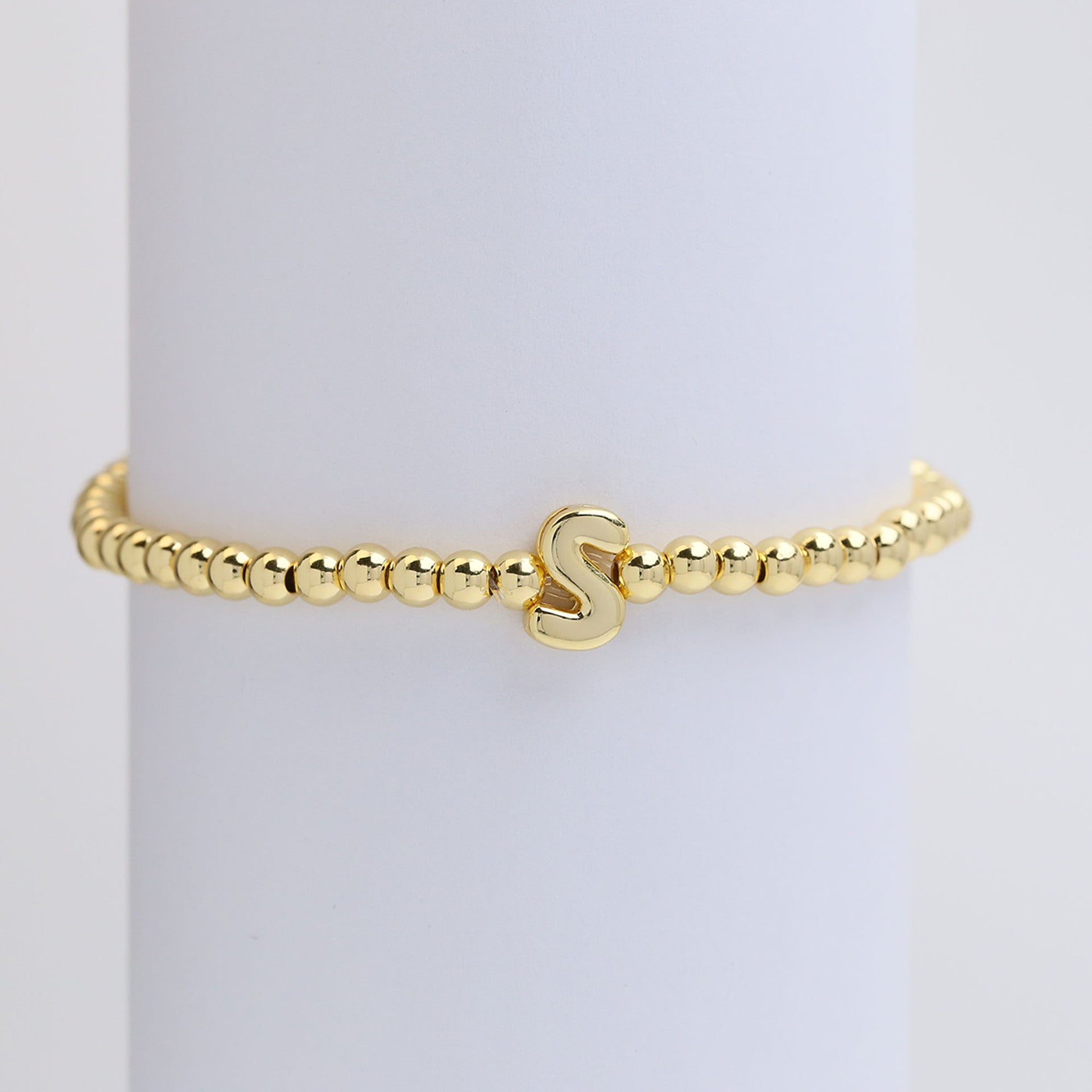 Custom 18K Plated Beads Letter Bracelet