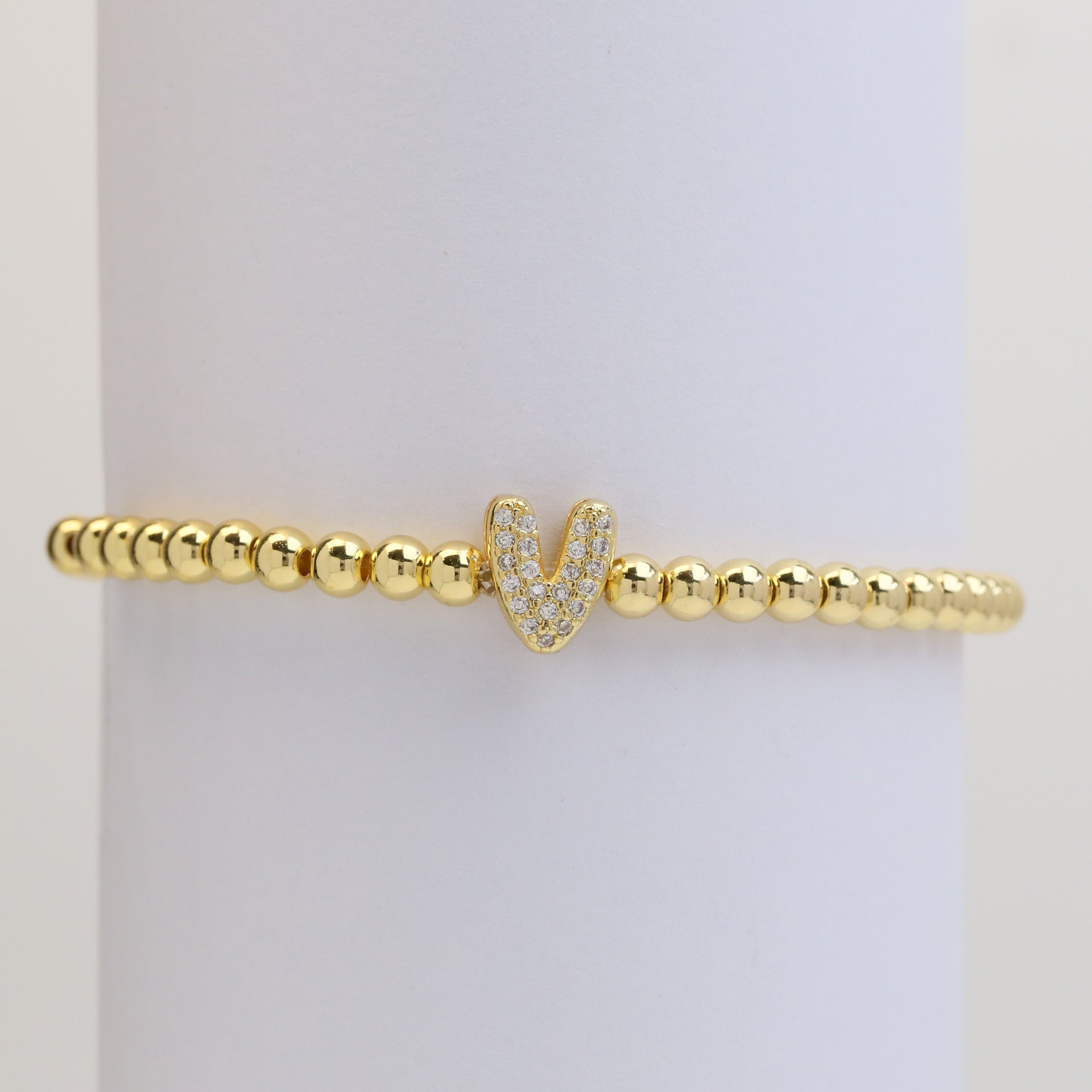 18K Plated Copper Beads Bubble Initial Letter Bracelet