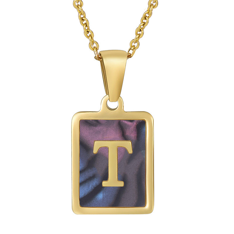 18K Plated Shell Initial Letter Necklace