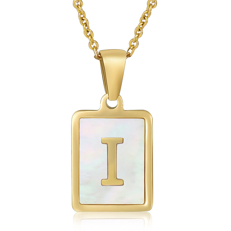 18K Plated Shell Initial Letter Necklace