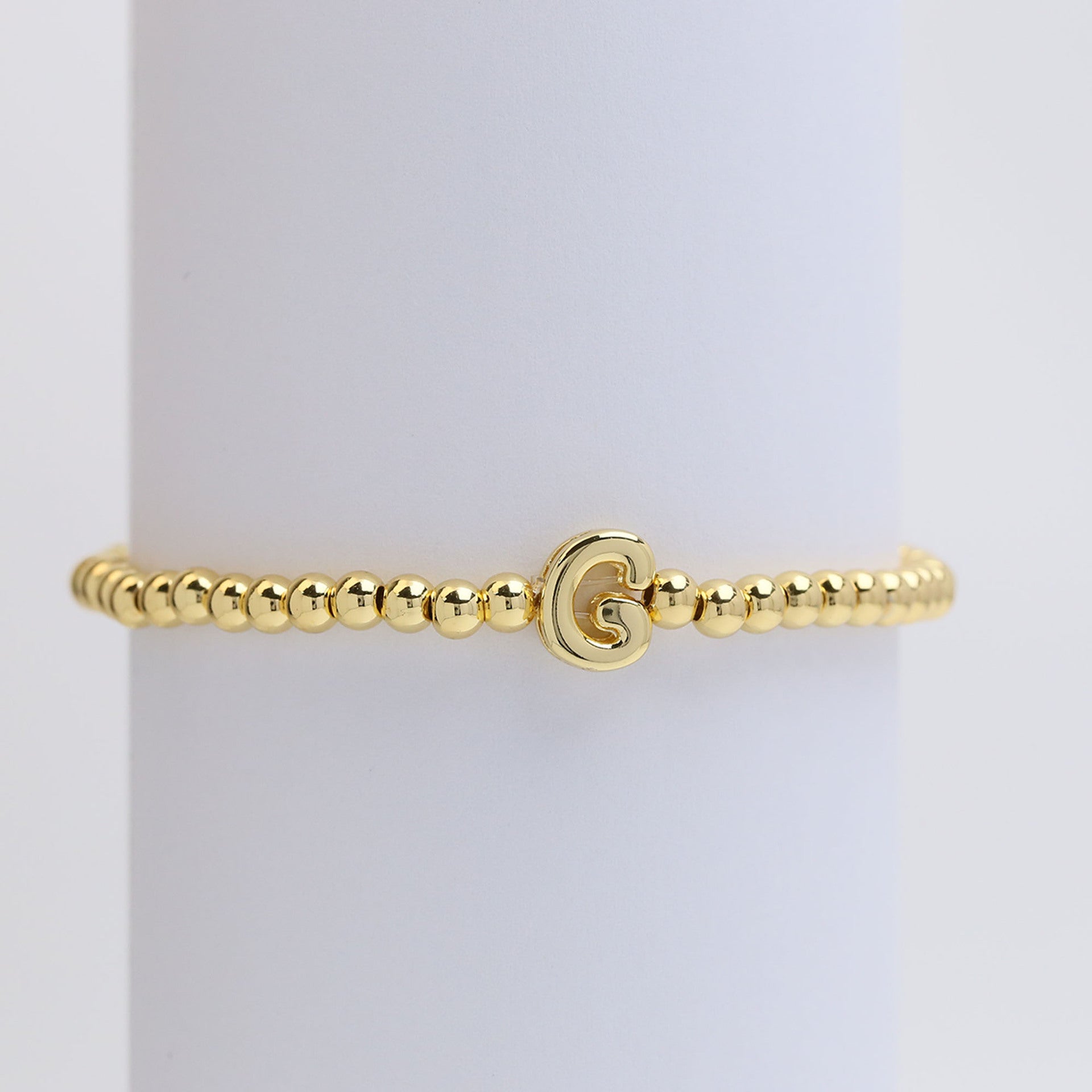 Custom 18K Plated Beads Letter Bracelet