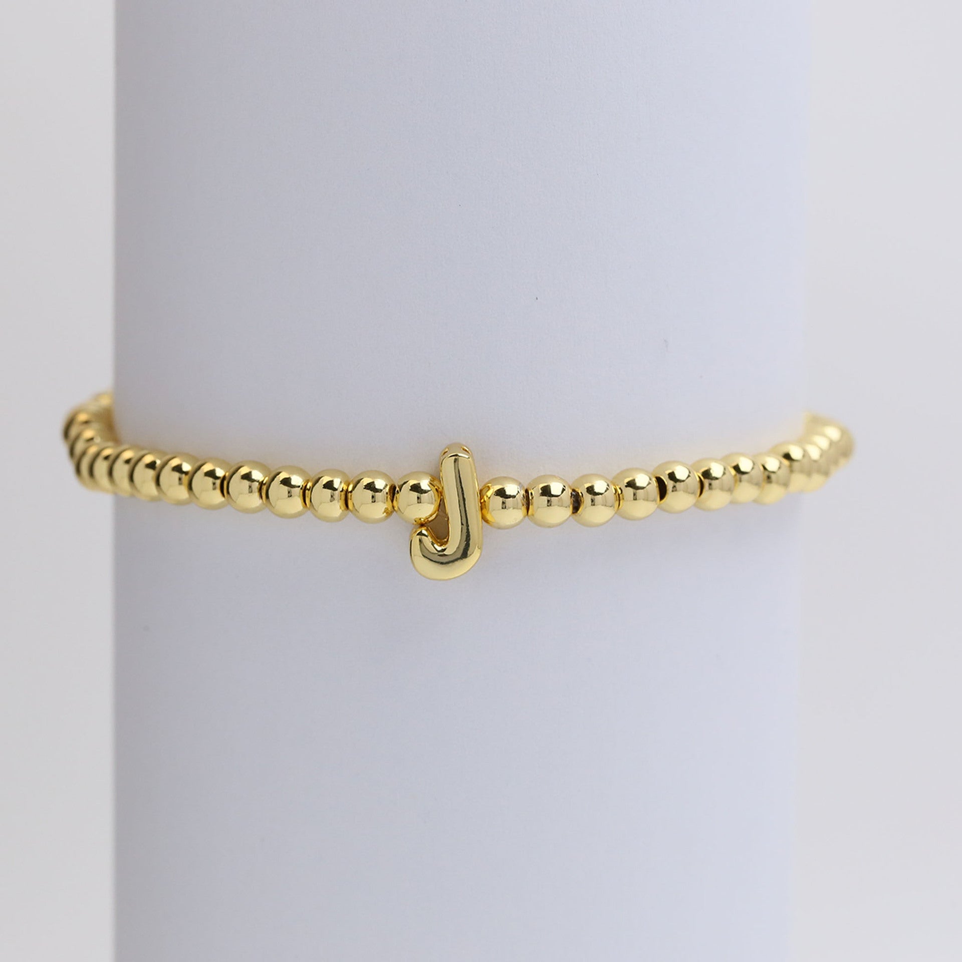 Custom 18K Plated Beads Letter Bracelet