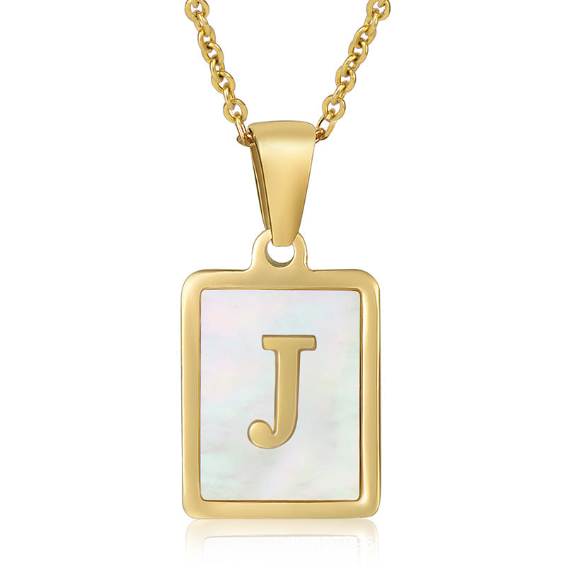 18K Plated Shell Initial Letter Necklace
