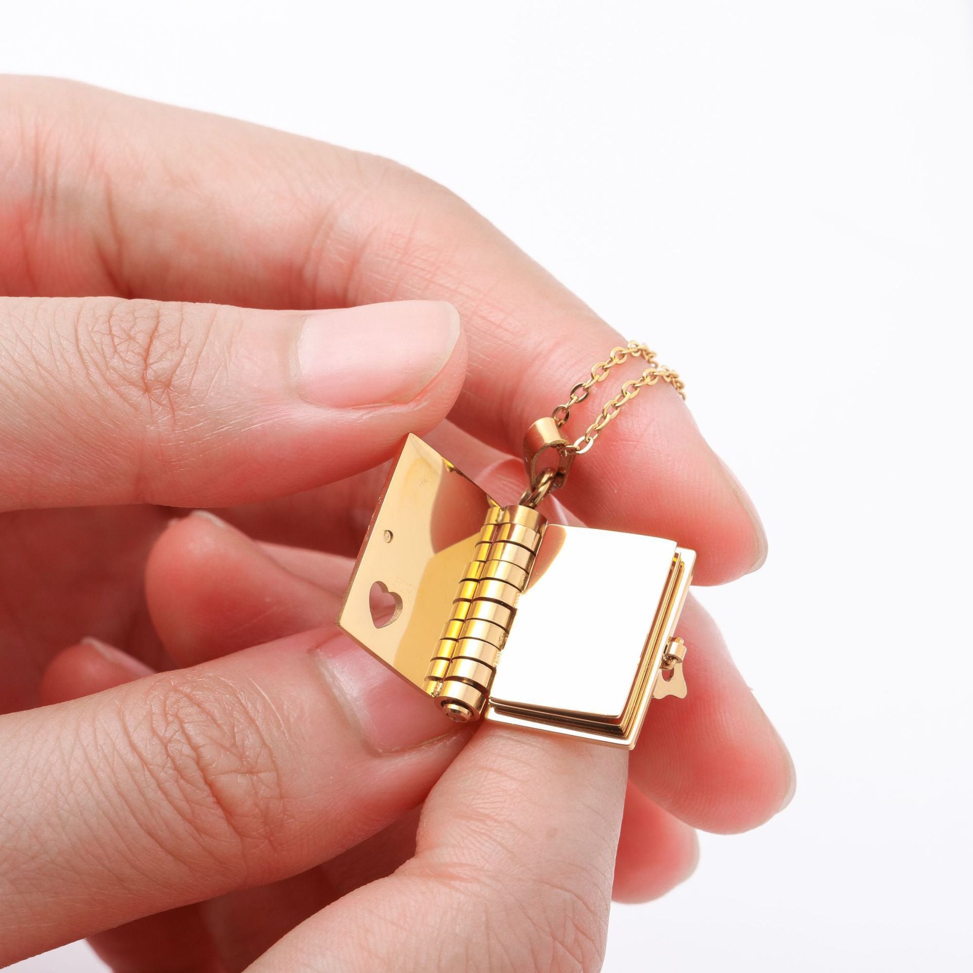 18K Plated Personalized Message Book Pendant Necklace
