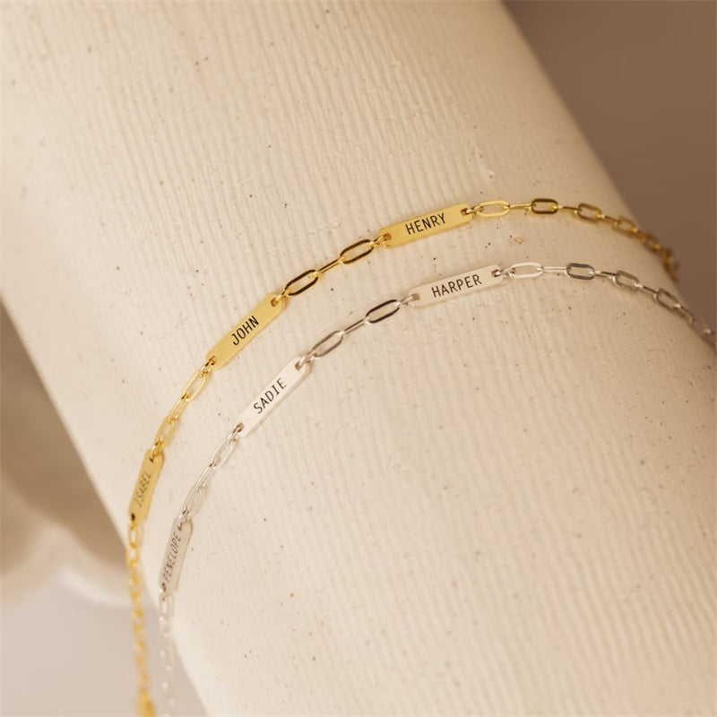 Custom Name Bracelet Engraved Name Bar Bracelet