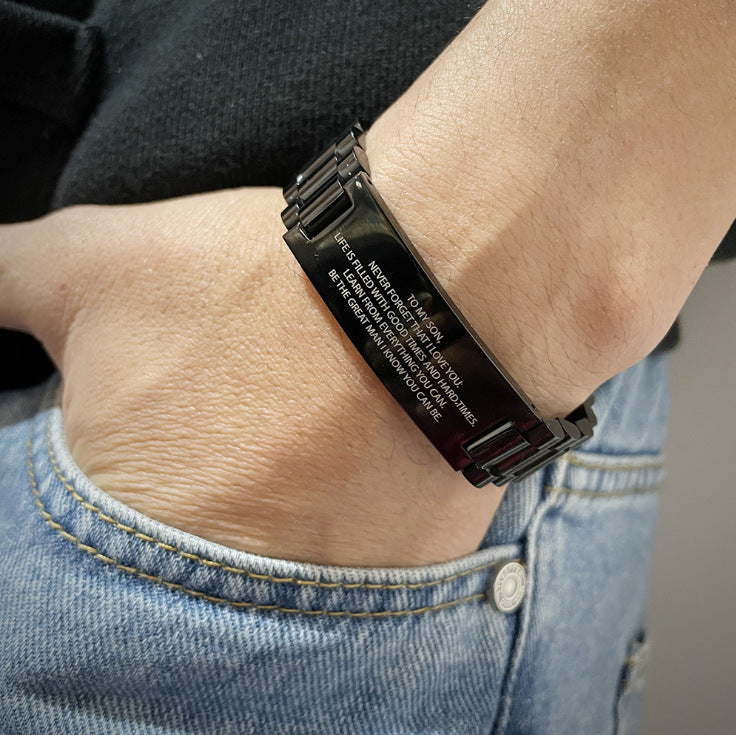 Custom Message Titanium Steel Bracelet for Men