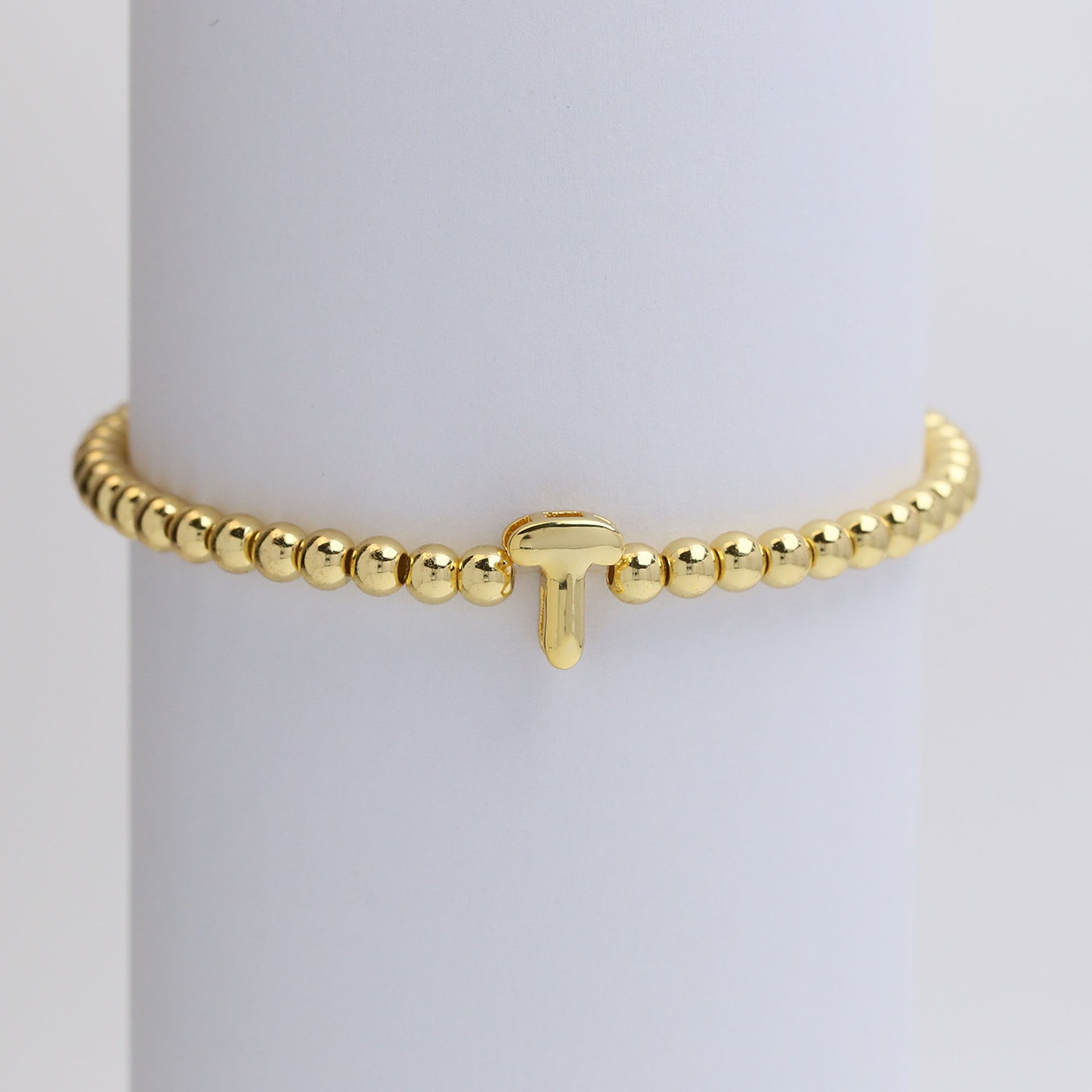 Custom 18K Plated Beads Letter Bracelet