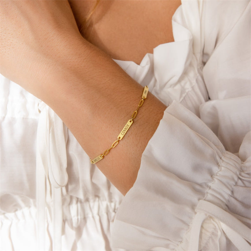 Custom Name Bracelet Engraved Name Bar Bracelet
