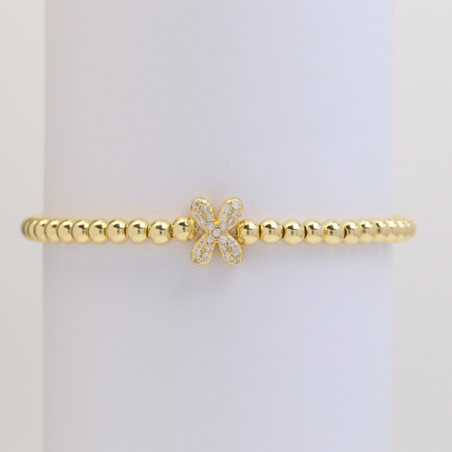 18K Plated Copper Beads Bubble Initial Letter Bracelet