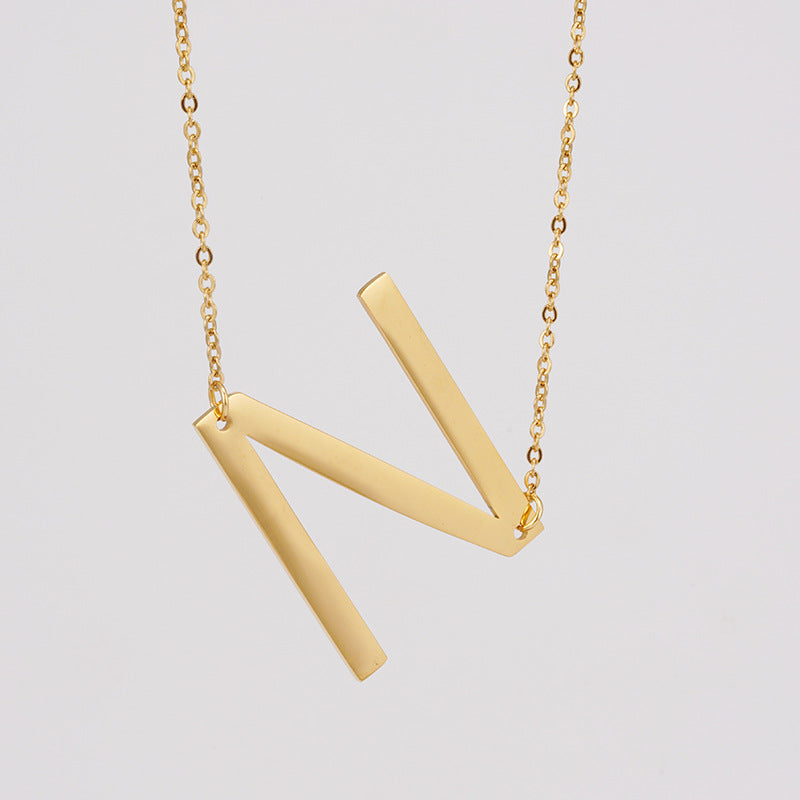 18K Plated Stainless Steel Big Initial Letter Necklace