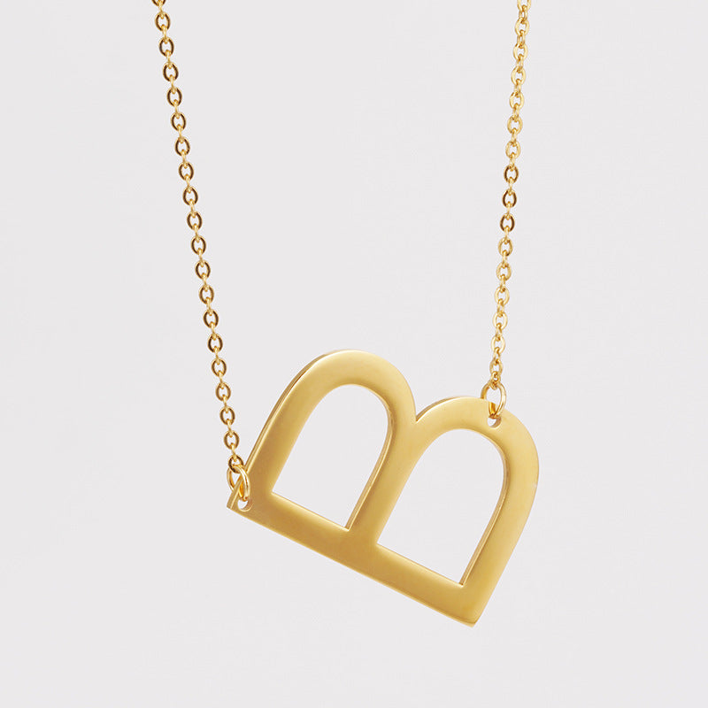 18K Plated Stainless Steel Big Initial Letter Necklace