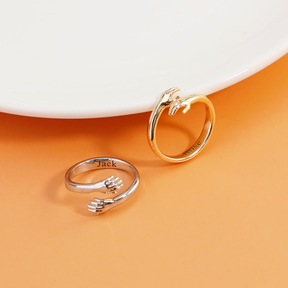 Adjustable Engraved Name Hug Rings