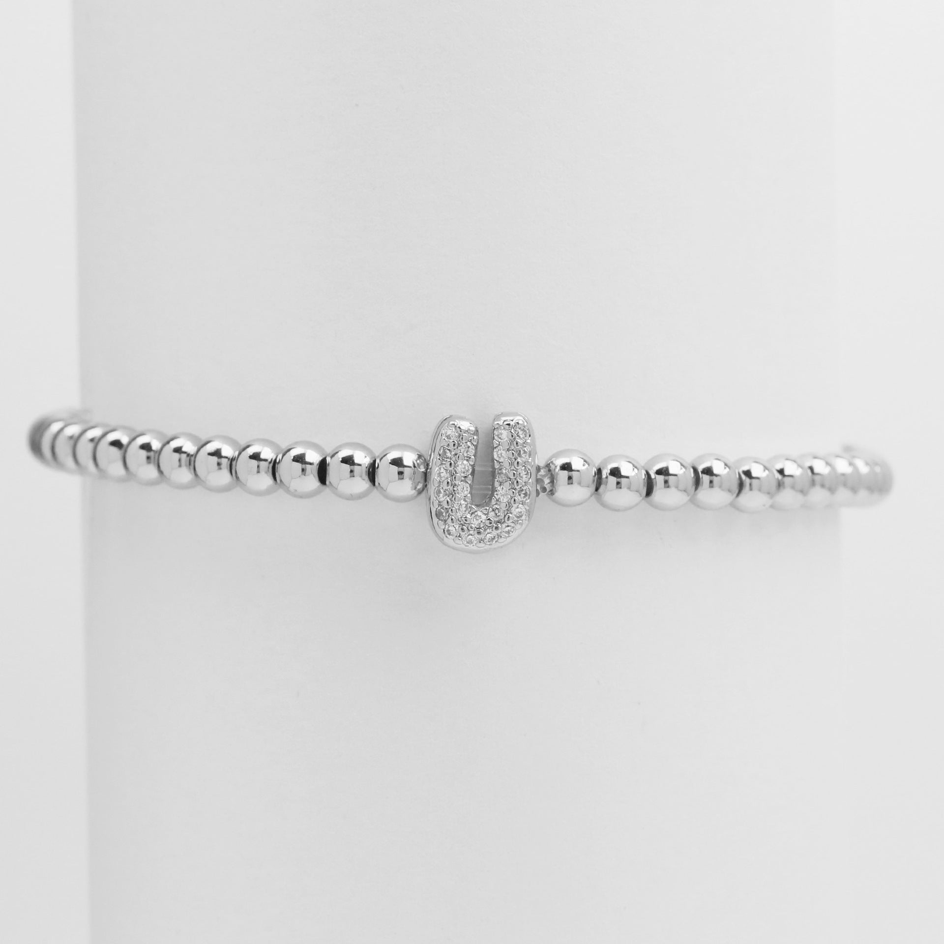 18K Plated Copper Beads Bubble Initial Letter Bracelet
