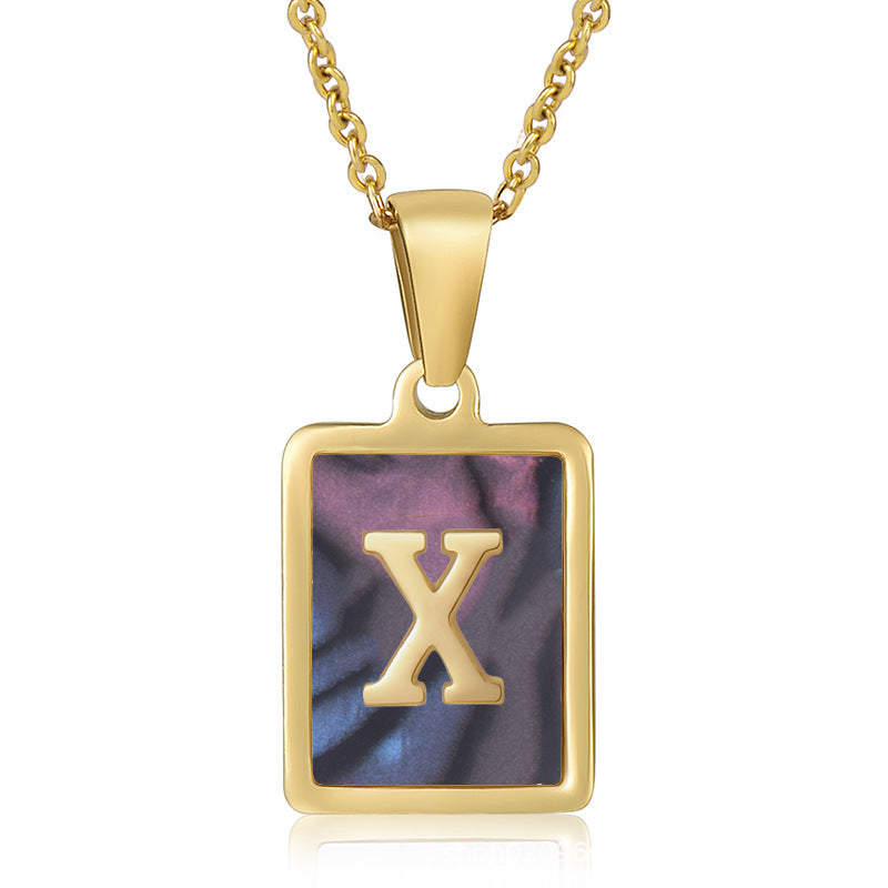 18K Plated Shell Initial Letter Necklace