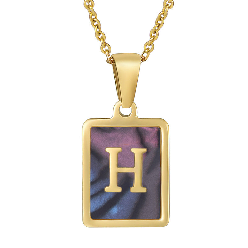 18K Plated Shell Initial Letter Necklace