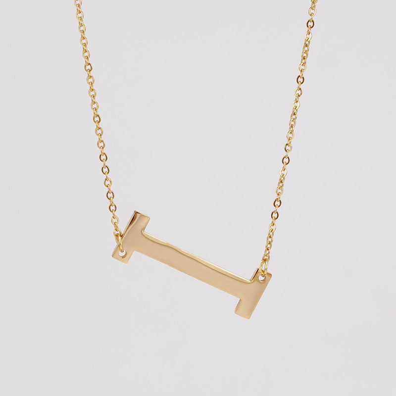 18K Plated Stainless Steel Big Initial Letter Necklace