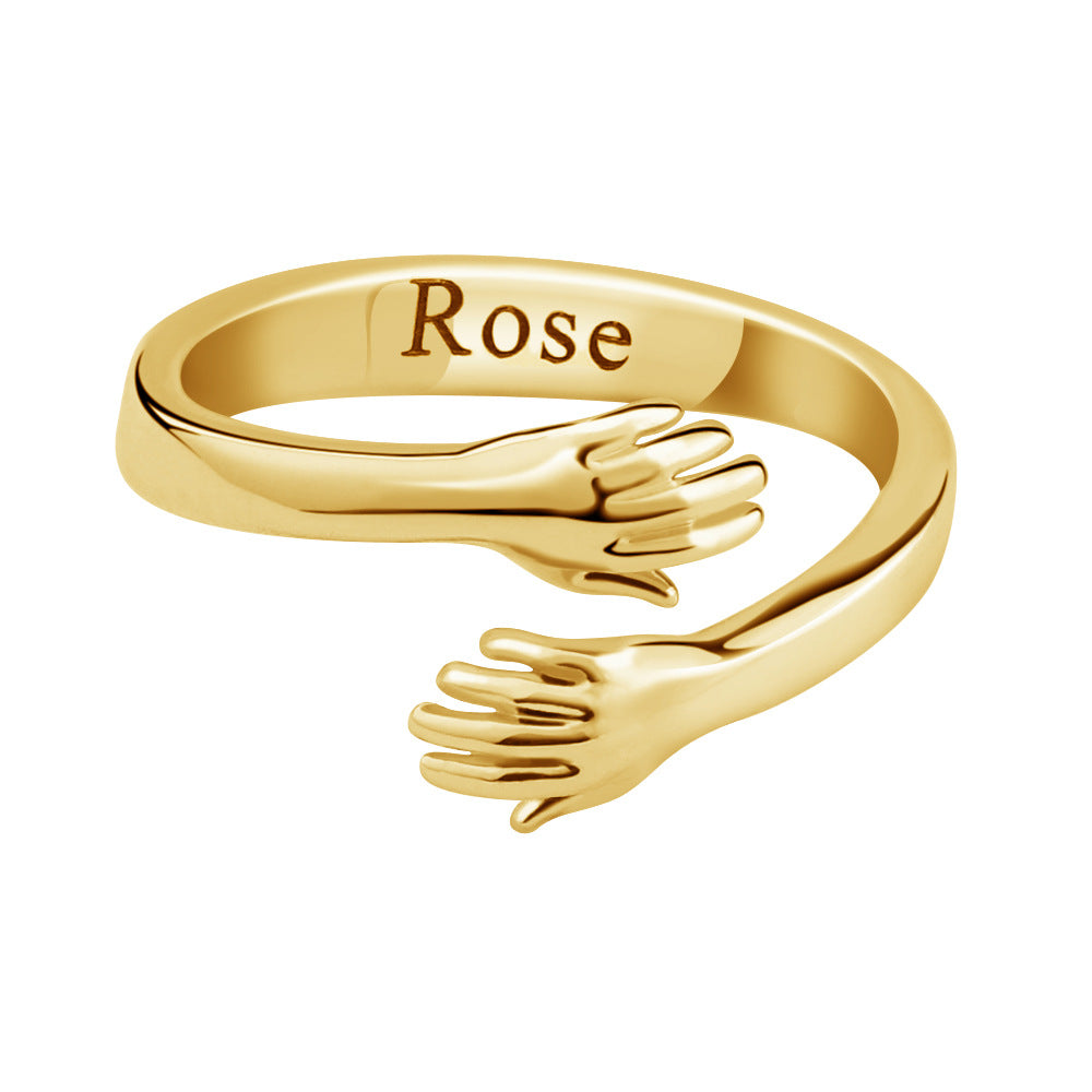 Adjustable Engraved Name Hug Rings