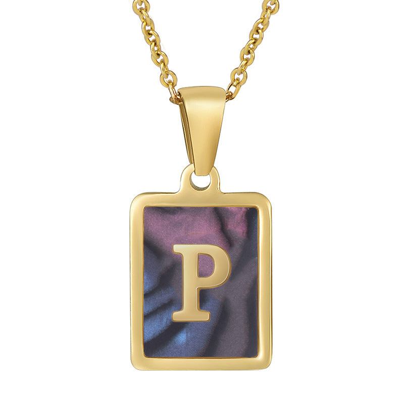 18K Plated Shell Initial Letter Necklace