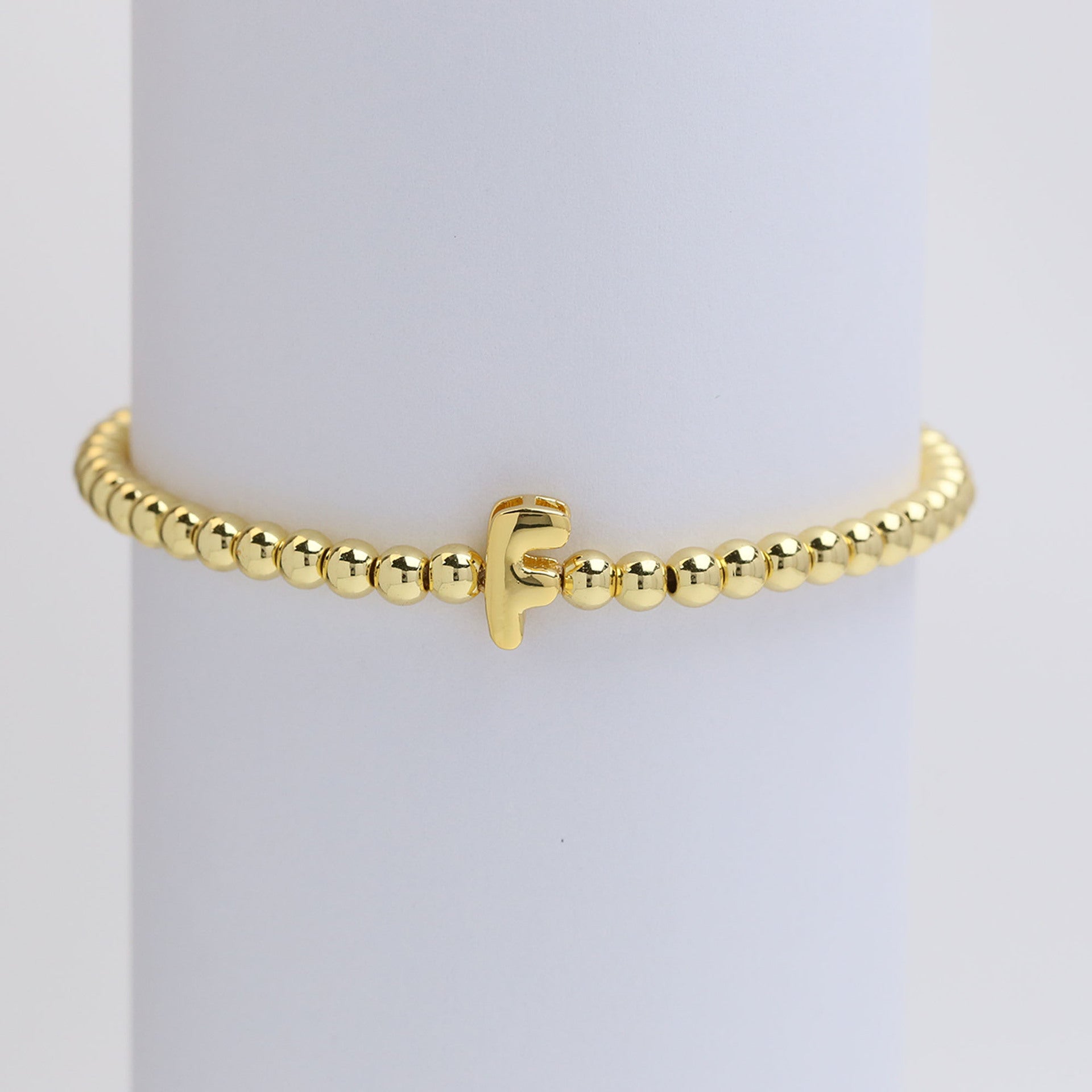 Custom 18K Plated Beads Letter Bracelet