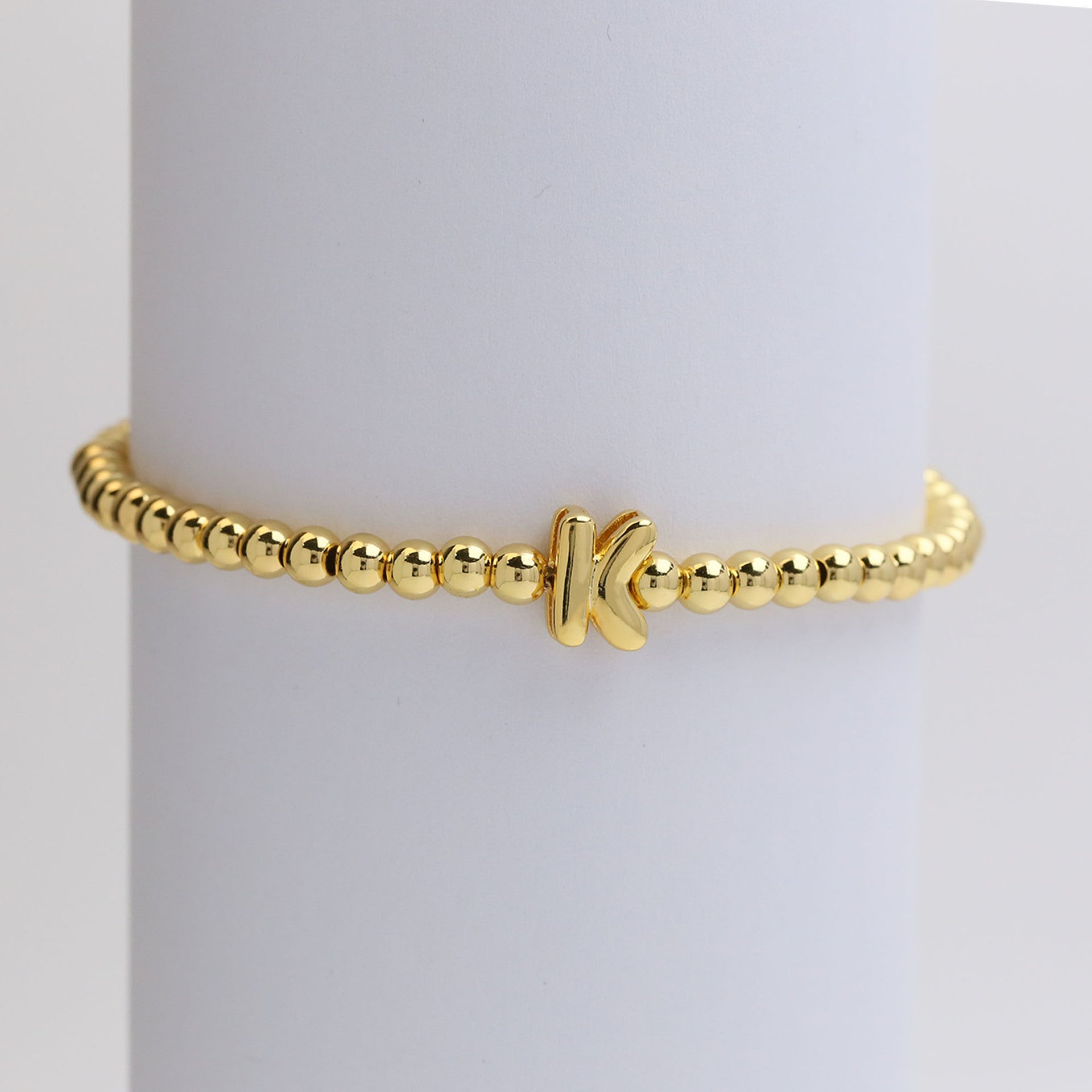 Custom 18K Plated Beads Letter Bracelet