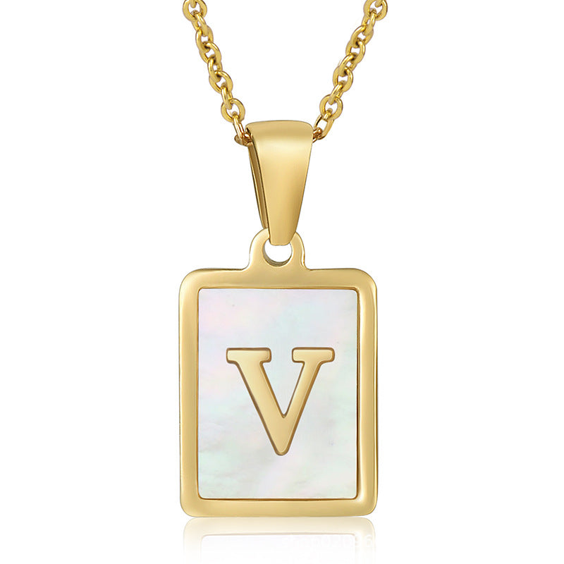 18K Plated Shell Initial Letter Necklace