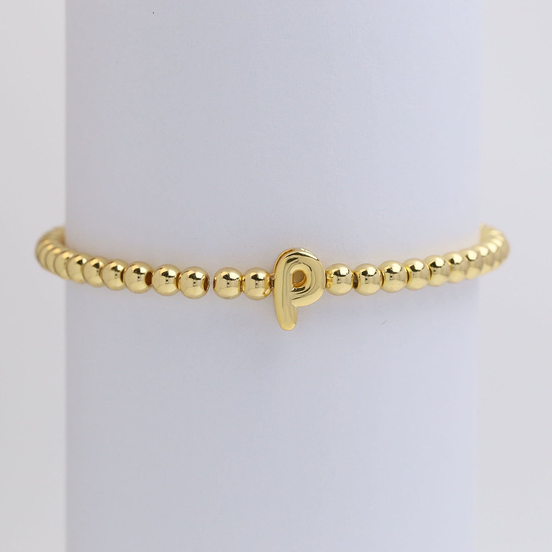 Custom 18K Plated Beads Letter Bracelet