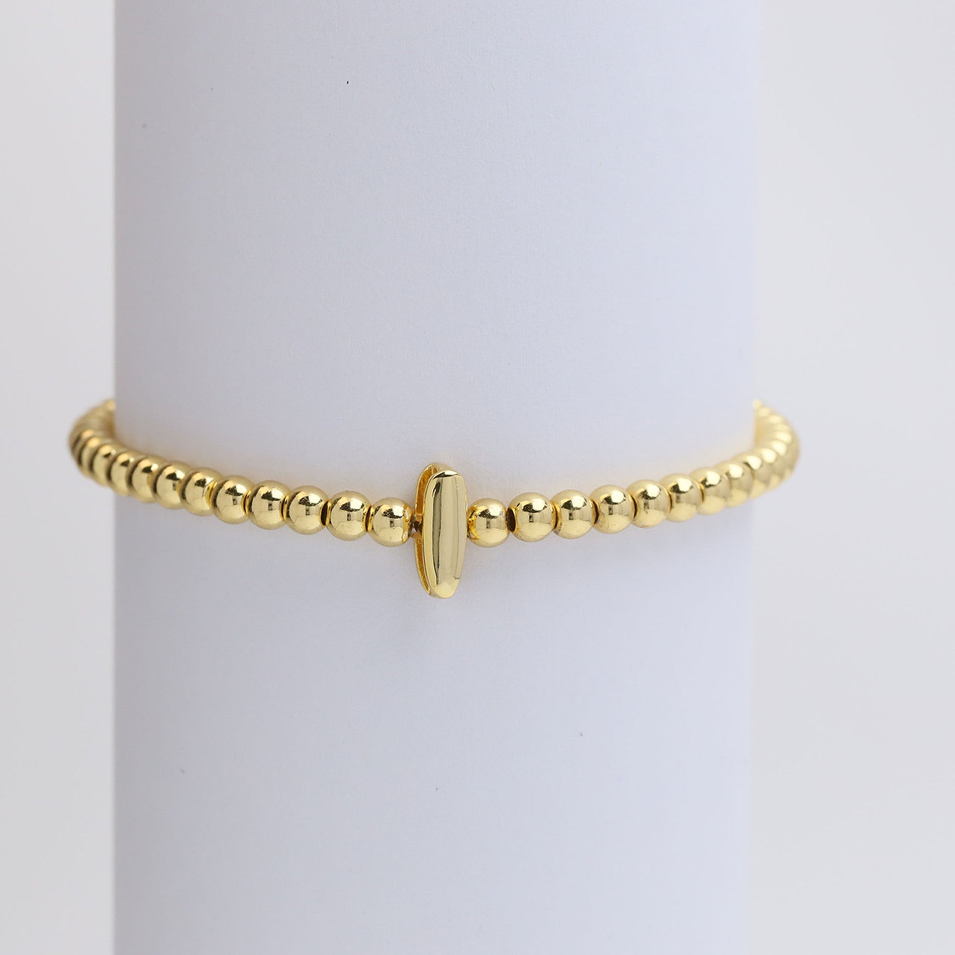 Custom 18K Plated Beads Letter Bracelet