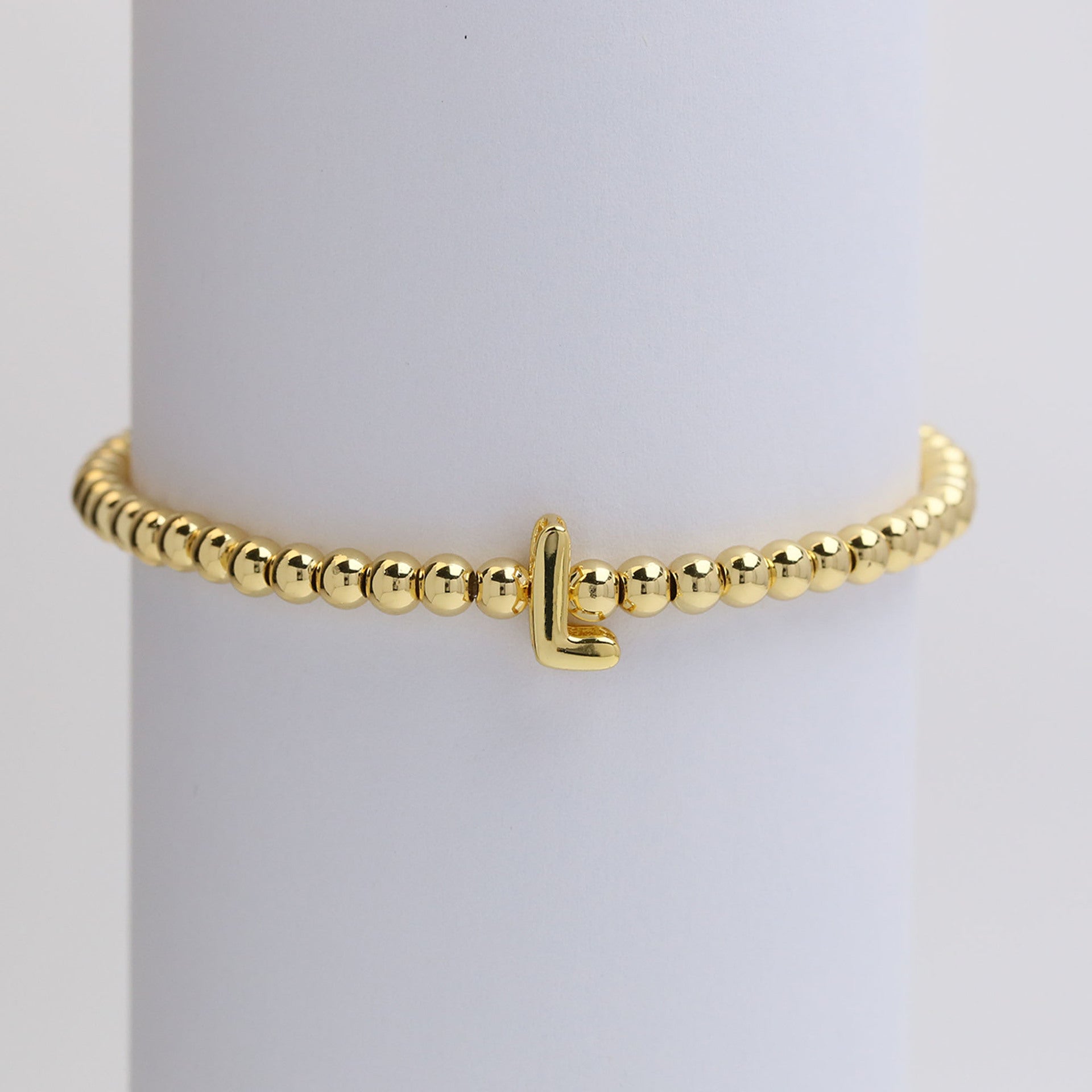 Custom 18K Plated Beads Letter Bracelet