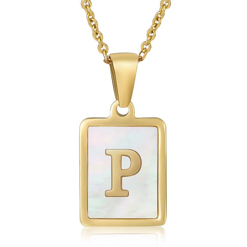 18K Plated Shell Initial Letter Necklace