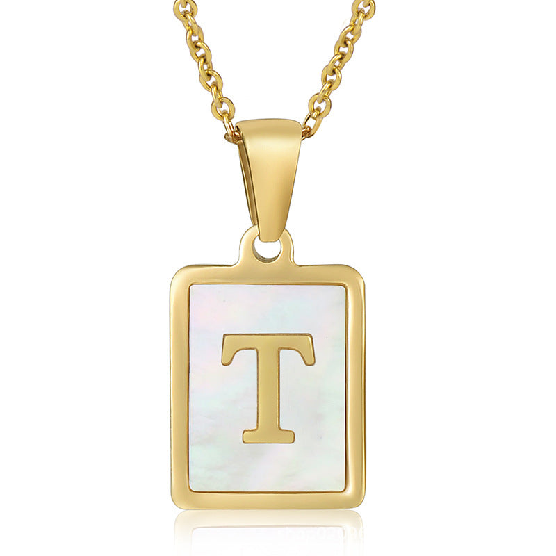 18K Plated Shell Initial Letter Necklace