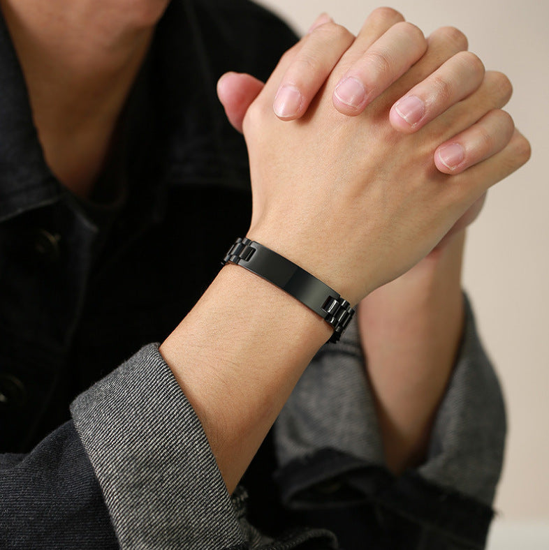 Custom Message Titanium Steel Bracelet for Men