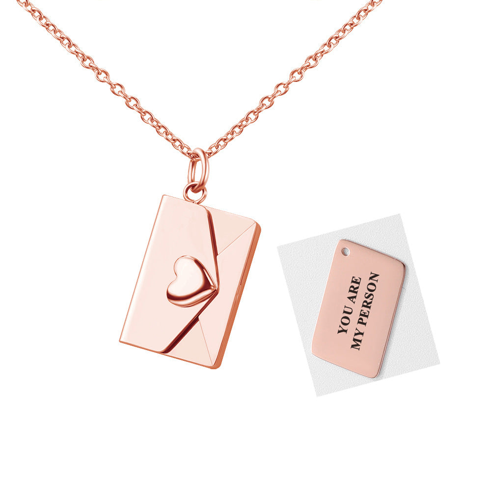 Envelope Necklace with Custom Engraving, Love Letter Secret Message Necklace, Gift for Girlfriend/Friend/Sister/Daughter/Wife/Mom/Women