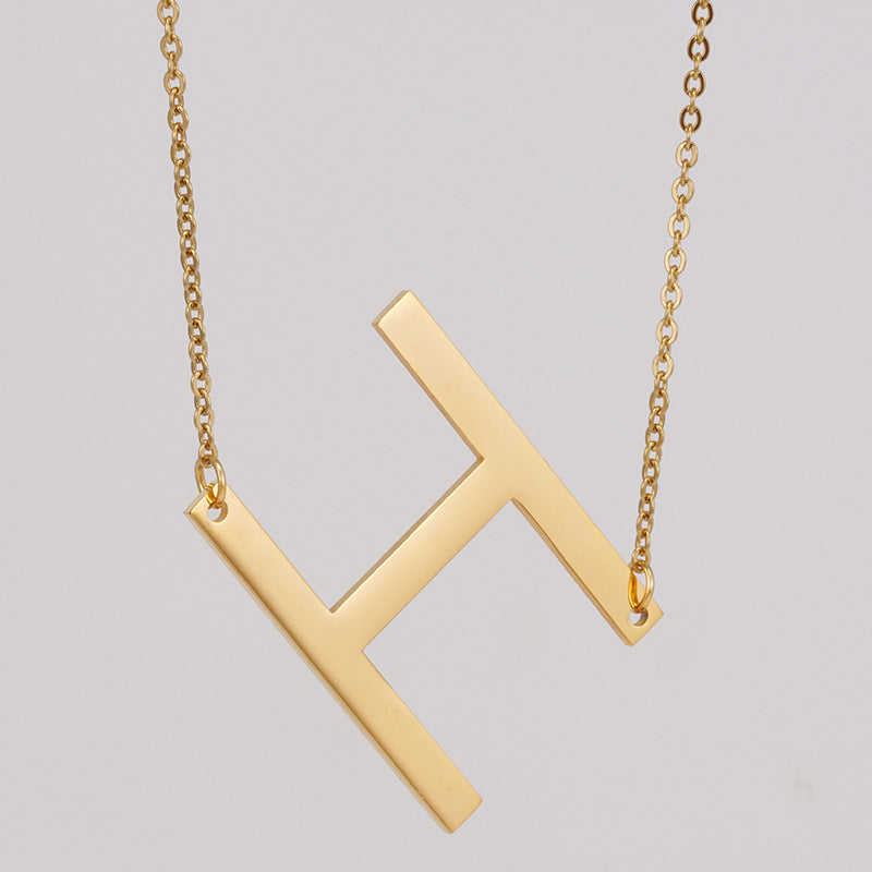 18K Plated Stainless Steel Big Initial Letter Necklace