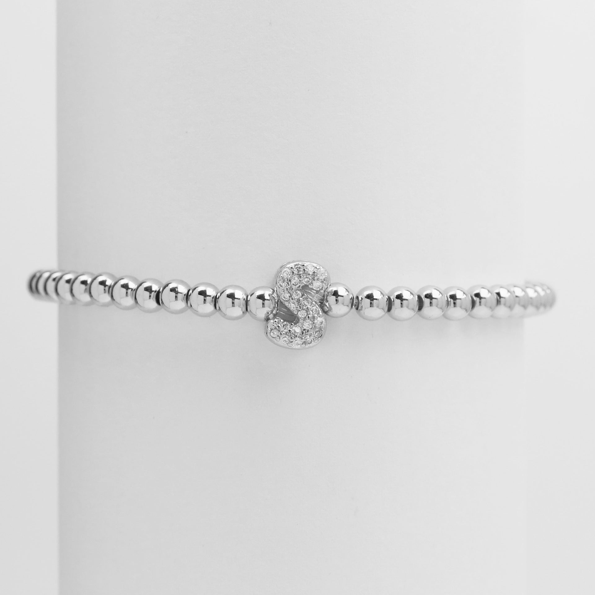 18K Plated Copper Beads Bubble Initial Letter Bracelet