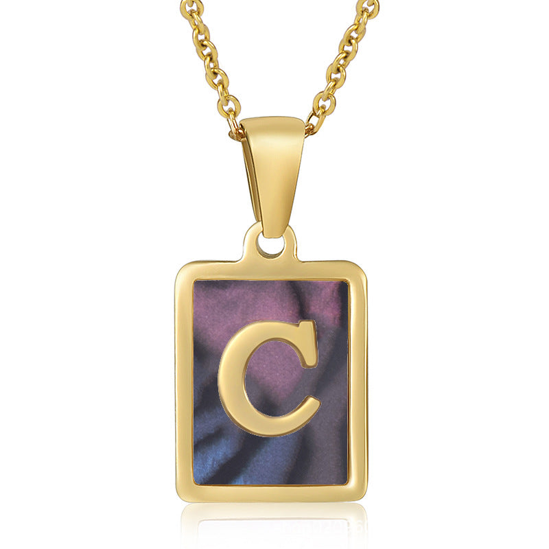 18K Plated Shell Initial Letter Necklace