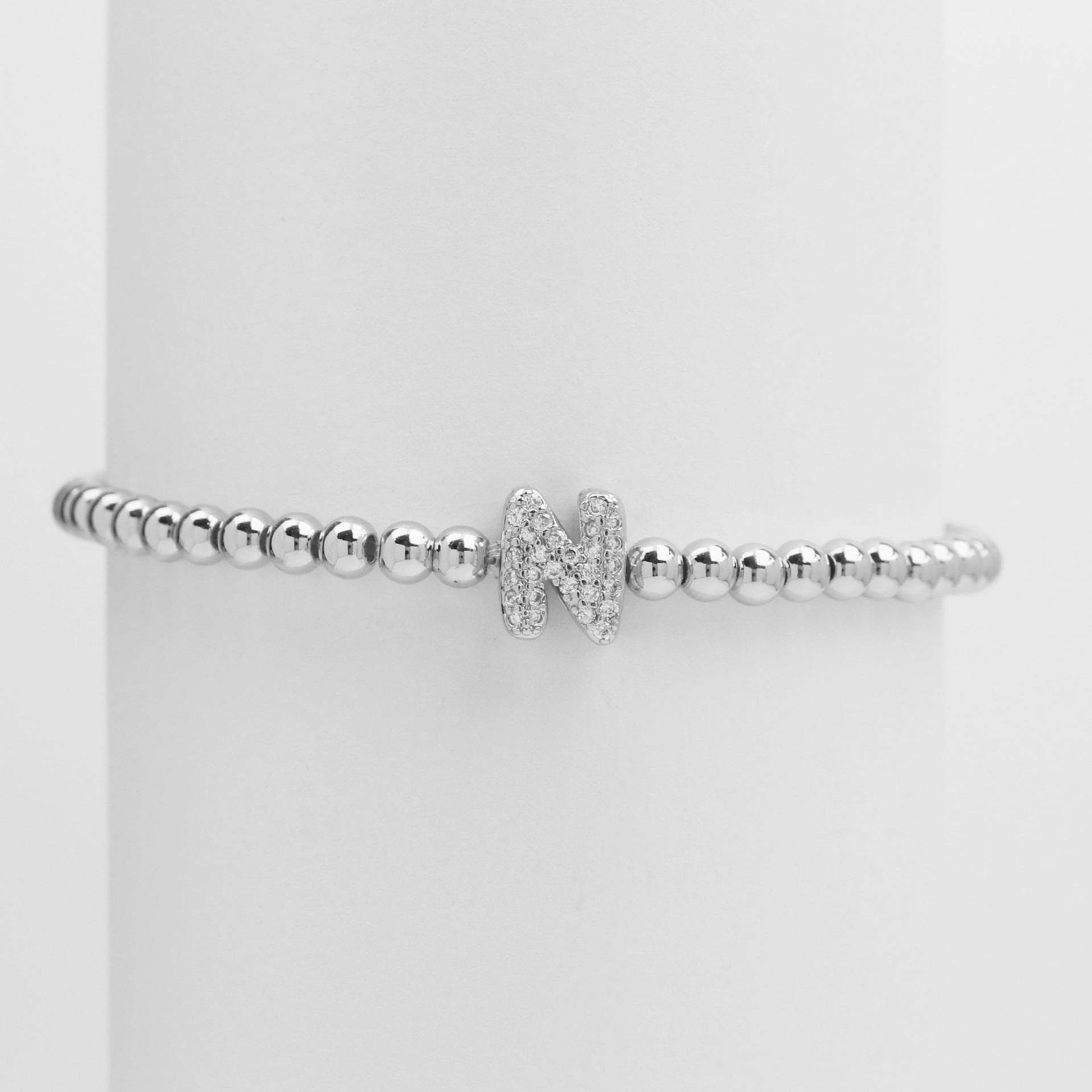 18K Plated Copper Beads Bubble Initial Letter Bracelet
