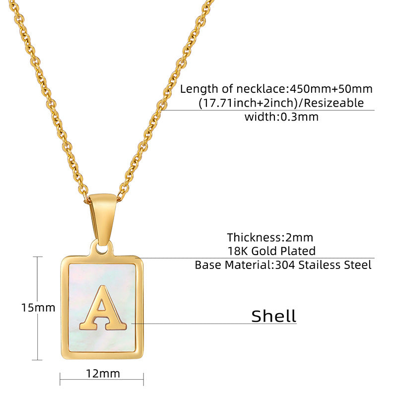 18K Plated Shell Initial Letter Necklace