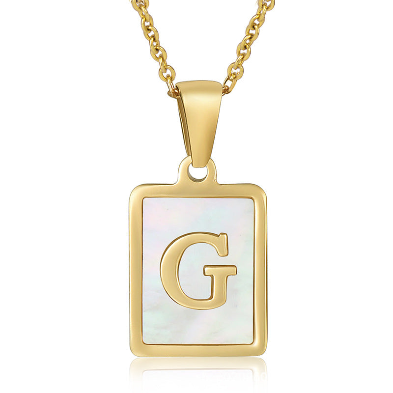 18K Plated Shell Initial Letter Necklace