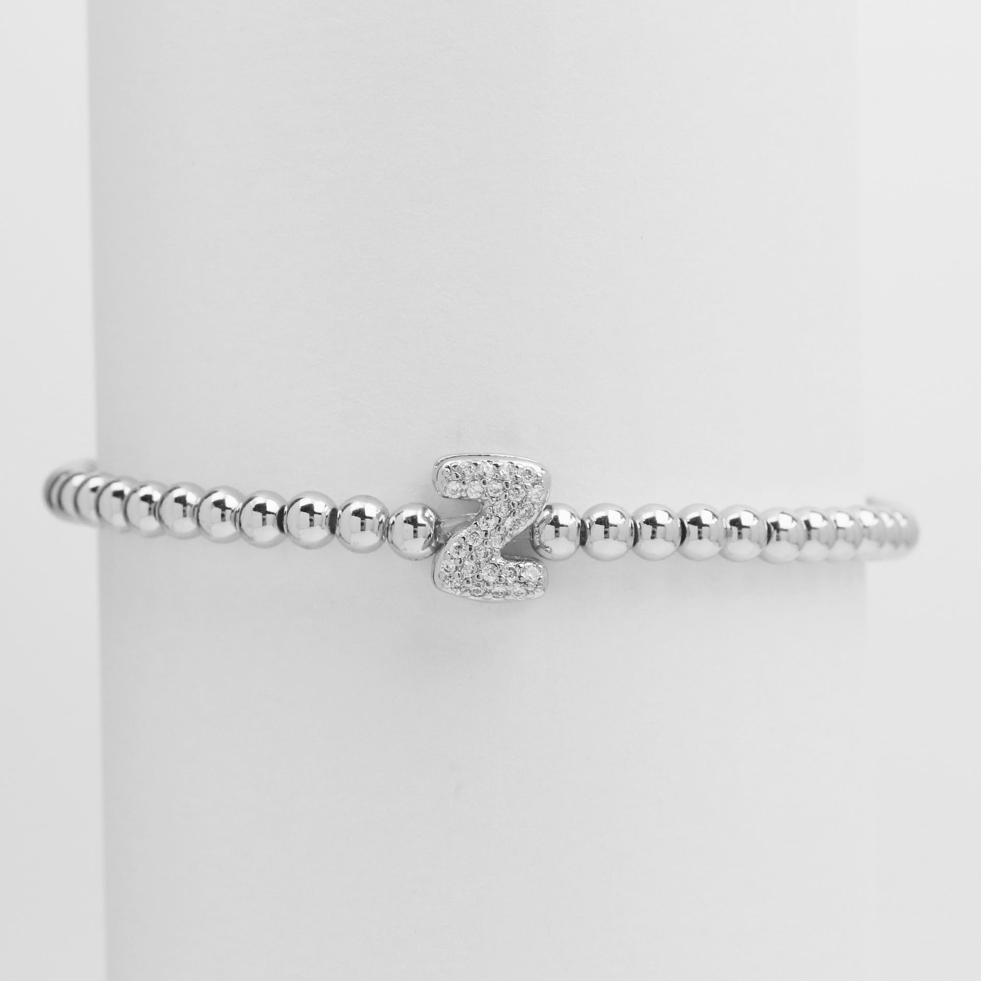 18K Plated Copper Beads Bubble Initial Letter Bracelet