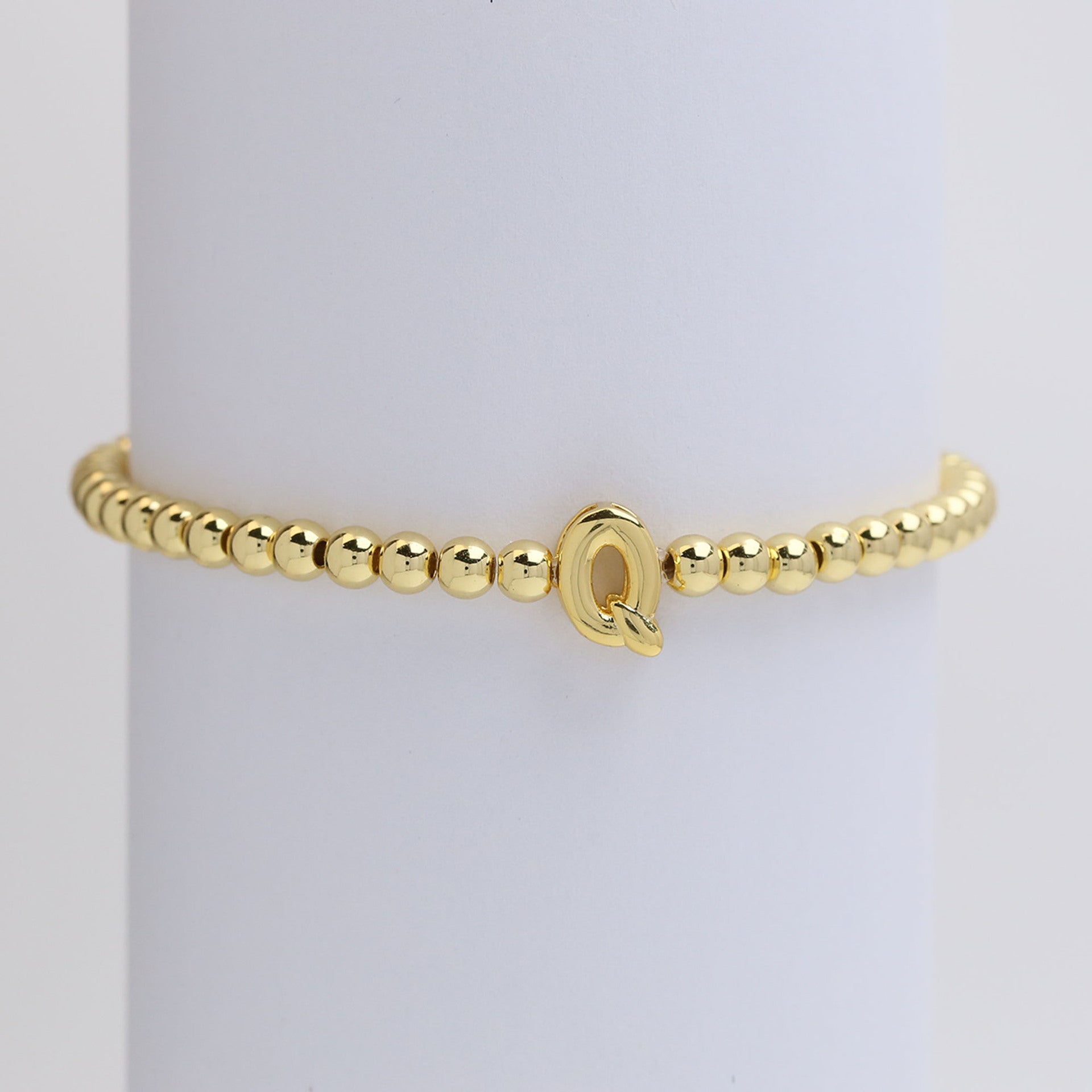 Custom 18K Plated Beads Letter Bracelet