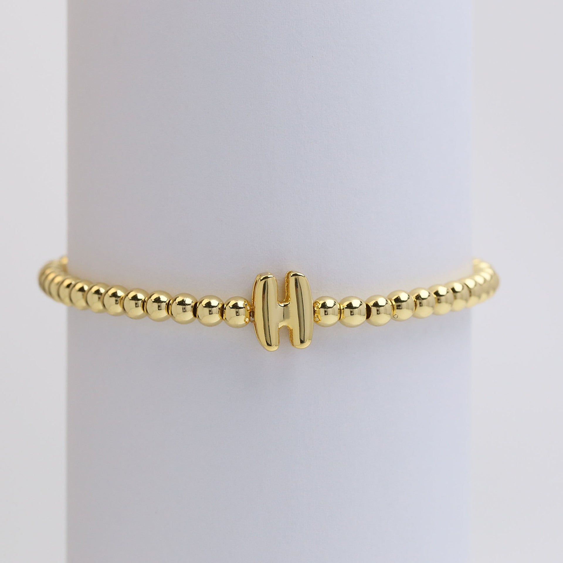 Custom 18K Plated Beads Letter Bracelet
