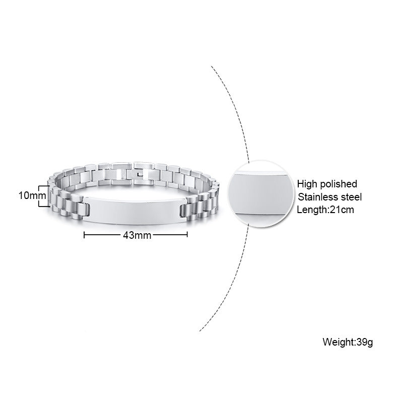 Custom Name Engraved Name Titanium Steel Bracelet for Men